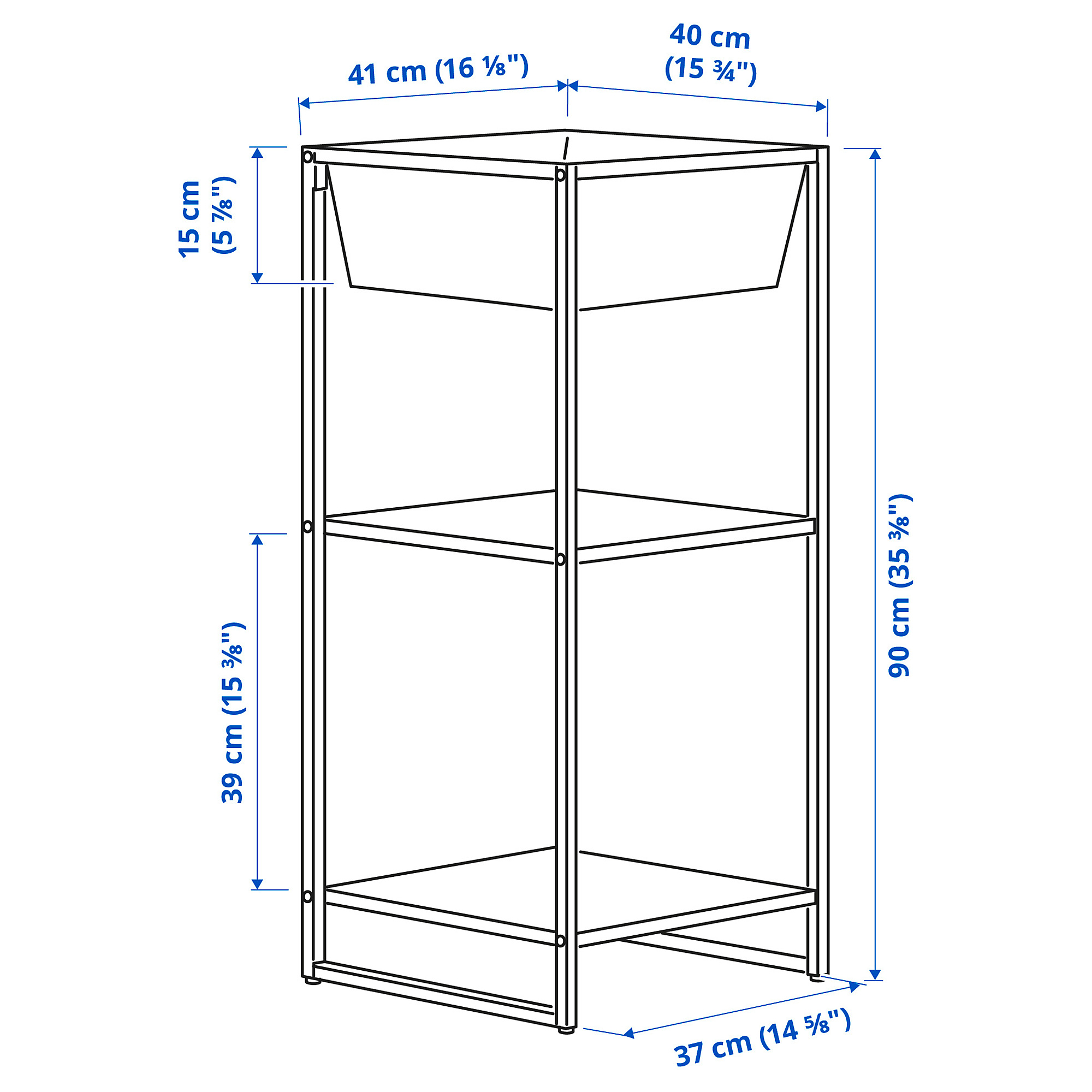 JOSTEIN shelving unit with container