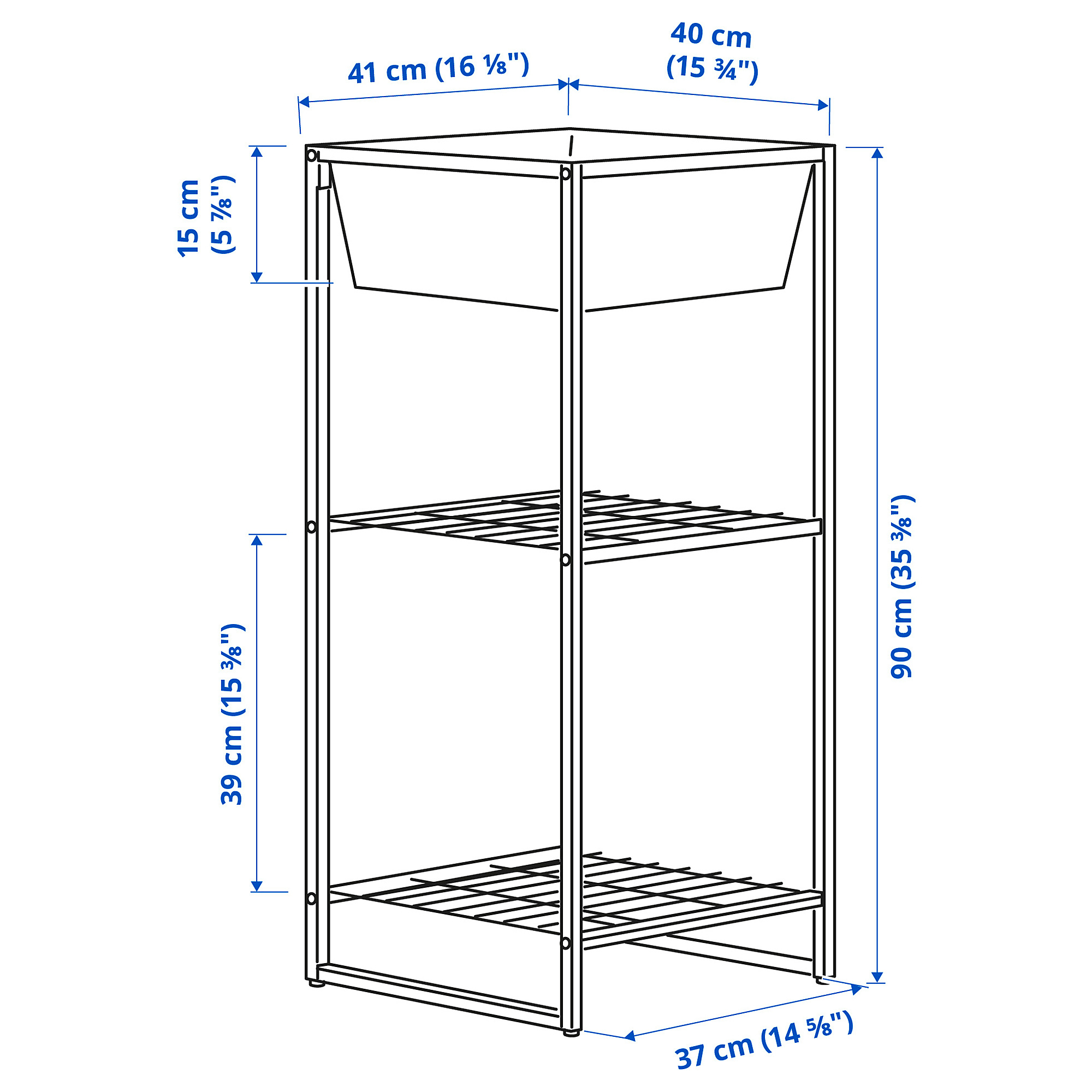 JOSTEIN shelving unit with container