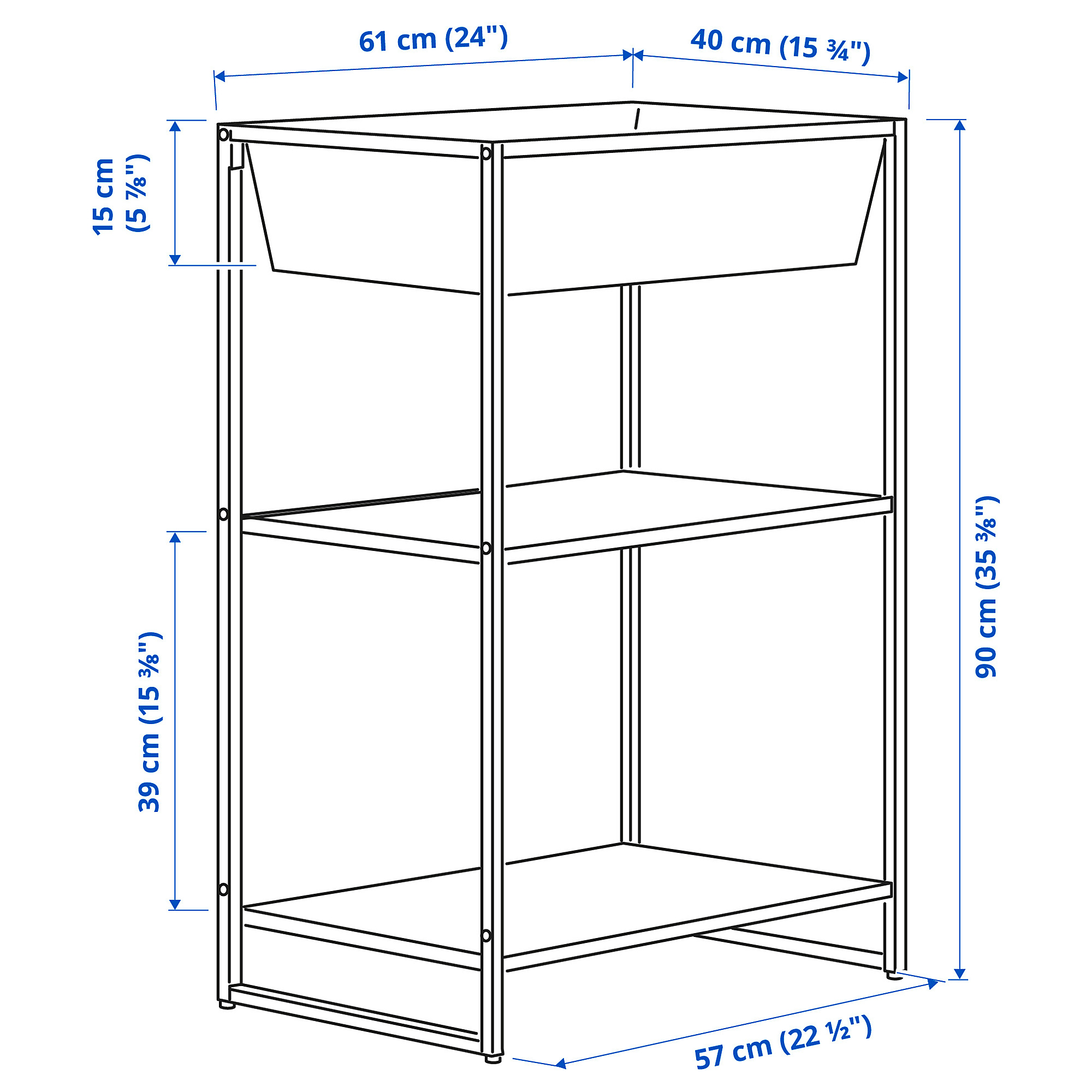 JOSTEIN shelving unit with container