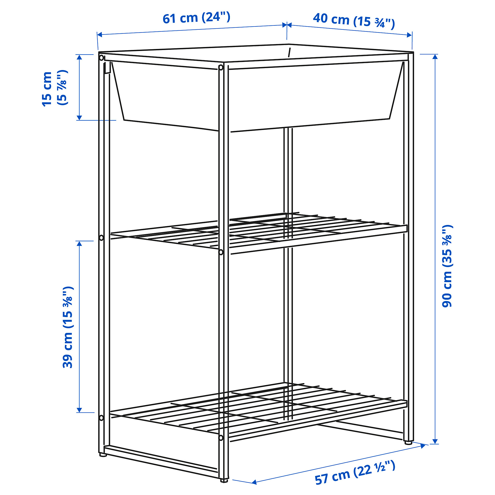 JOSTEIN shelving unit with container