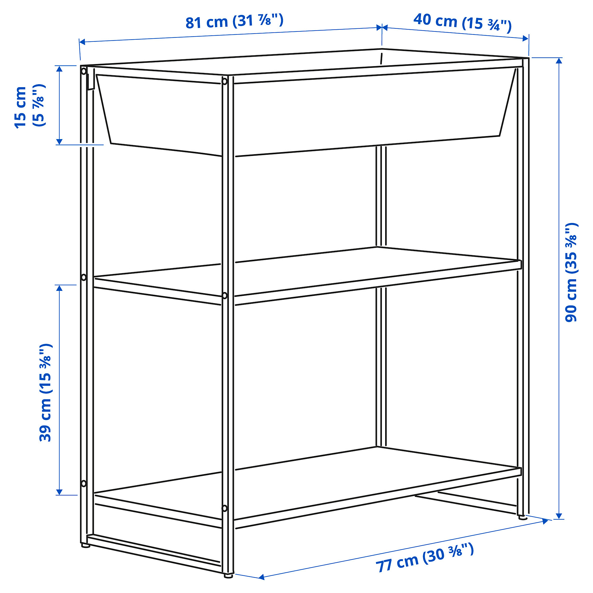 JOSTEIN shelving unit with container