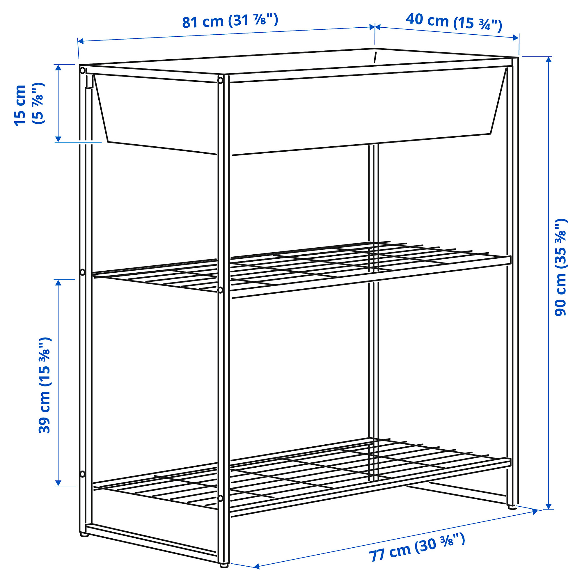 JOSTEIN shelving unit with container