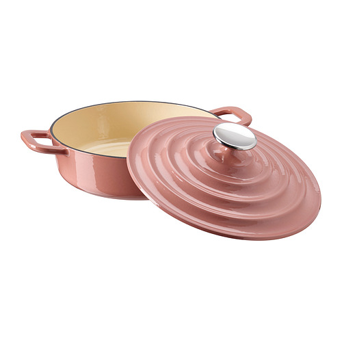 VARDAGEN - pot with lid, enamelled cast iron light pink, 2.5 l | IKEA Taiwan Online - E1018665_S4