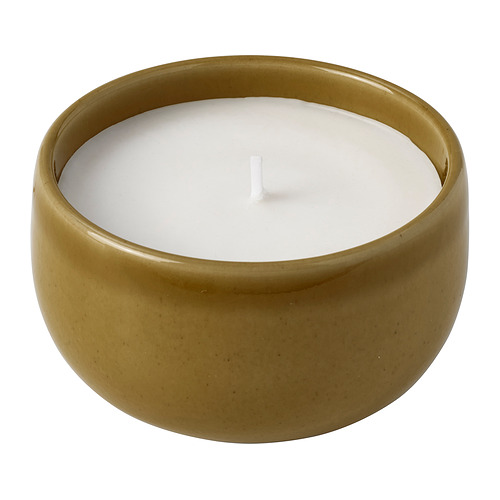 PÄRLHÖNA scented candle in ceramic jar