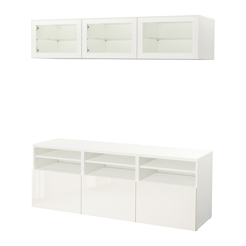BESTÅ - TV storage combination/glass doors, white/Selsviken high-gloss/white clear glass | IKEA Taiwan Online - PE701918_S4