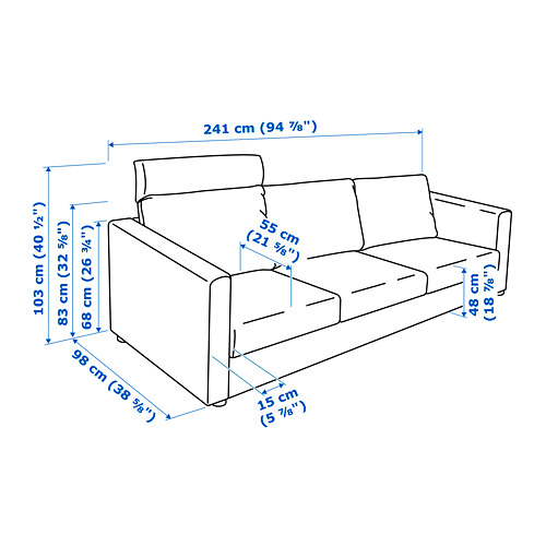 VIMLE - 3-seat sofa, with headrest/Hallarp beige | IKEA Taiwan Online - PE743108_S4