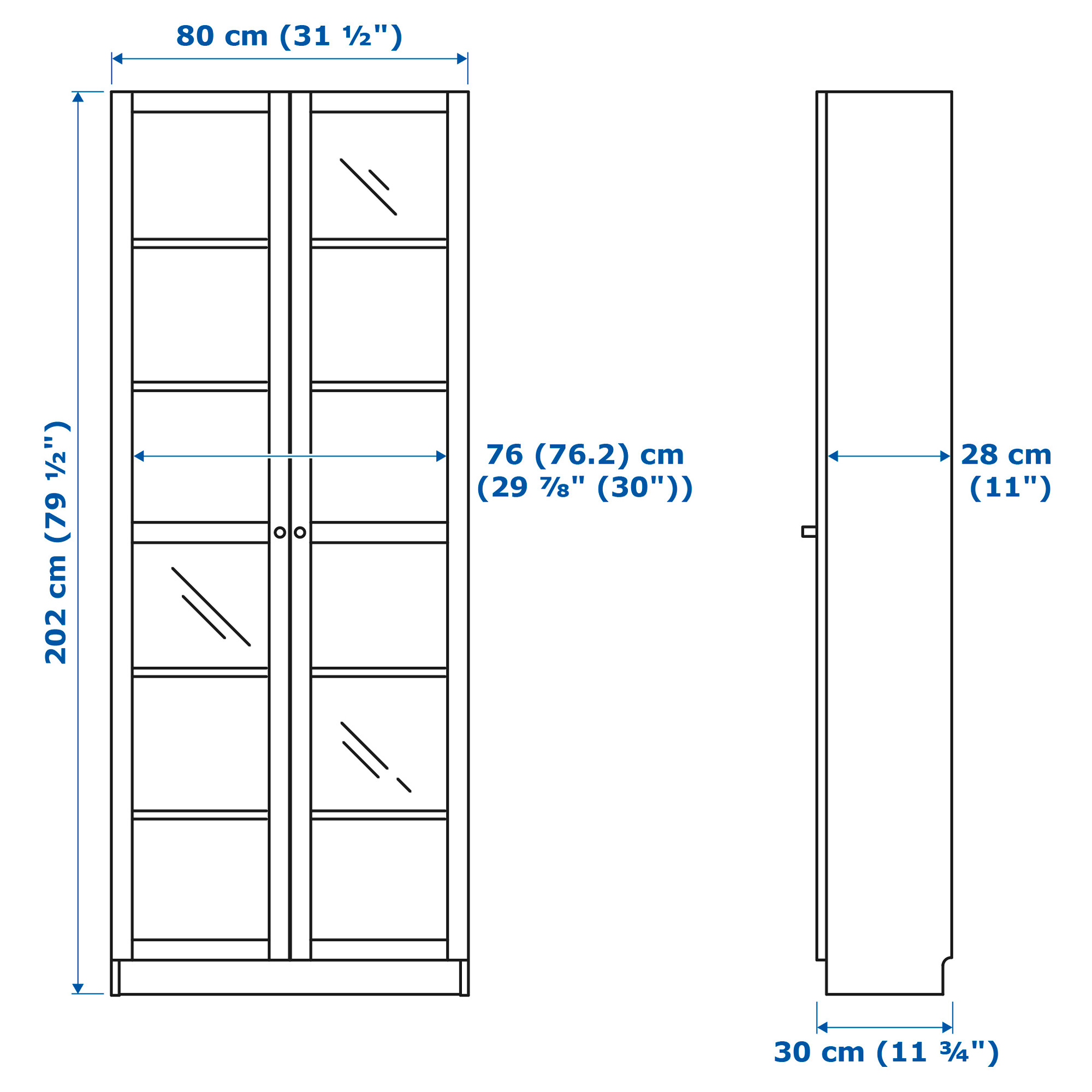 BILLY bookcase with glass-doors