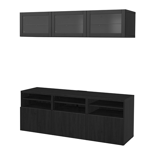 BESTÅ - TV storage combination/glass doors, black-brown/Lappviken black-brown clear glass | IKEA Taiwan Online - PE702252_S4