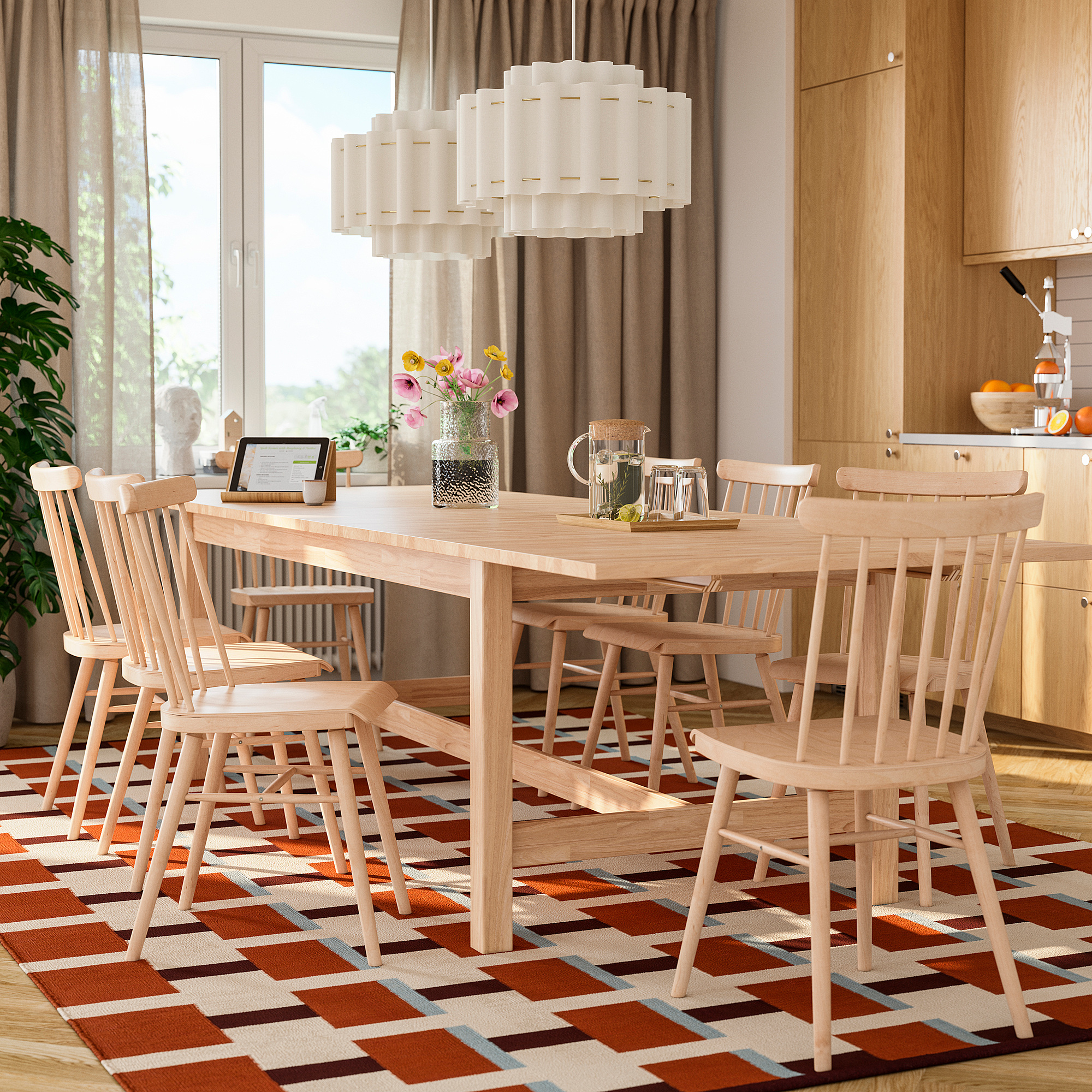 KARSKÄR/HÖGVED table and 8 chairs
