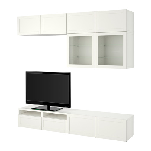 BESTÅ - TV storage combination/glass doors, white/Hanviken white clear glass | IKEA Taiwan Online - PE535555_S4