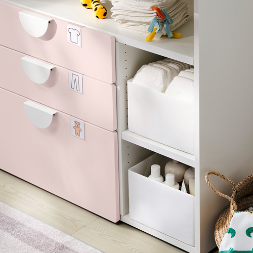 SMÅSTAD - 嬰兒尿布更換桌, 白色 淺粉紅色/附3個抽屜 | IKEA 線上購物 - PE797171_S4