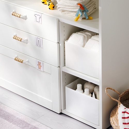 SMÅSTAD - 嬰兒尿布更換桌, 白色 附框/附3個抽屜 | IKEA 線上購物 - PE797168_S4