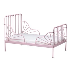 MINNEN - ext bed frame with slatted bed base, light pink, 80x200