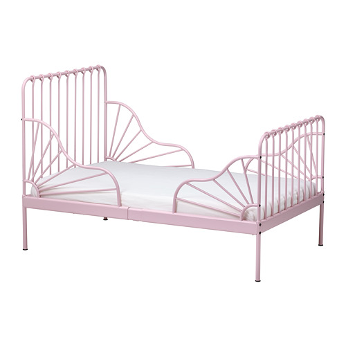 MINNEN - ext bed frame with slatted bed base, light pink, 80x200 cm | IKEA Taiwan Online - PE797209_S4