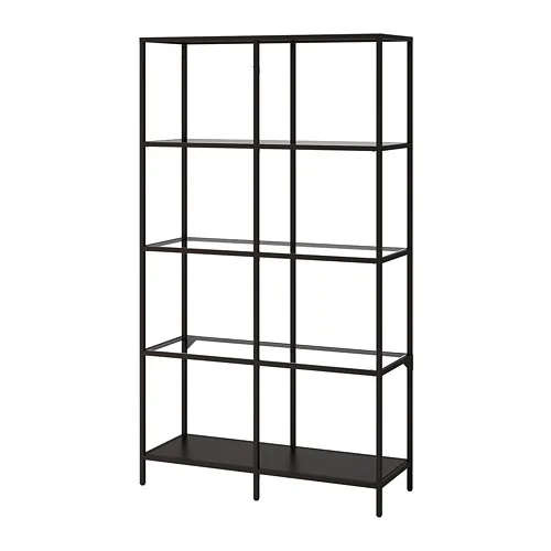 VITTSJÖ - shelving unit, black-brown/glass, 100x175 cm | IKEA Taiwan Online - PE702638_S4