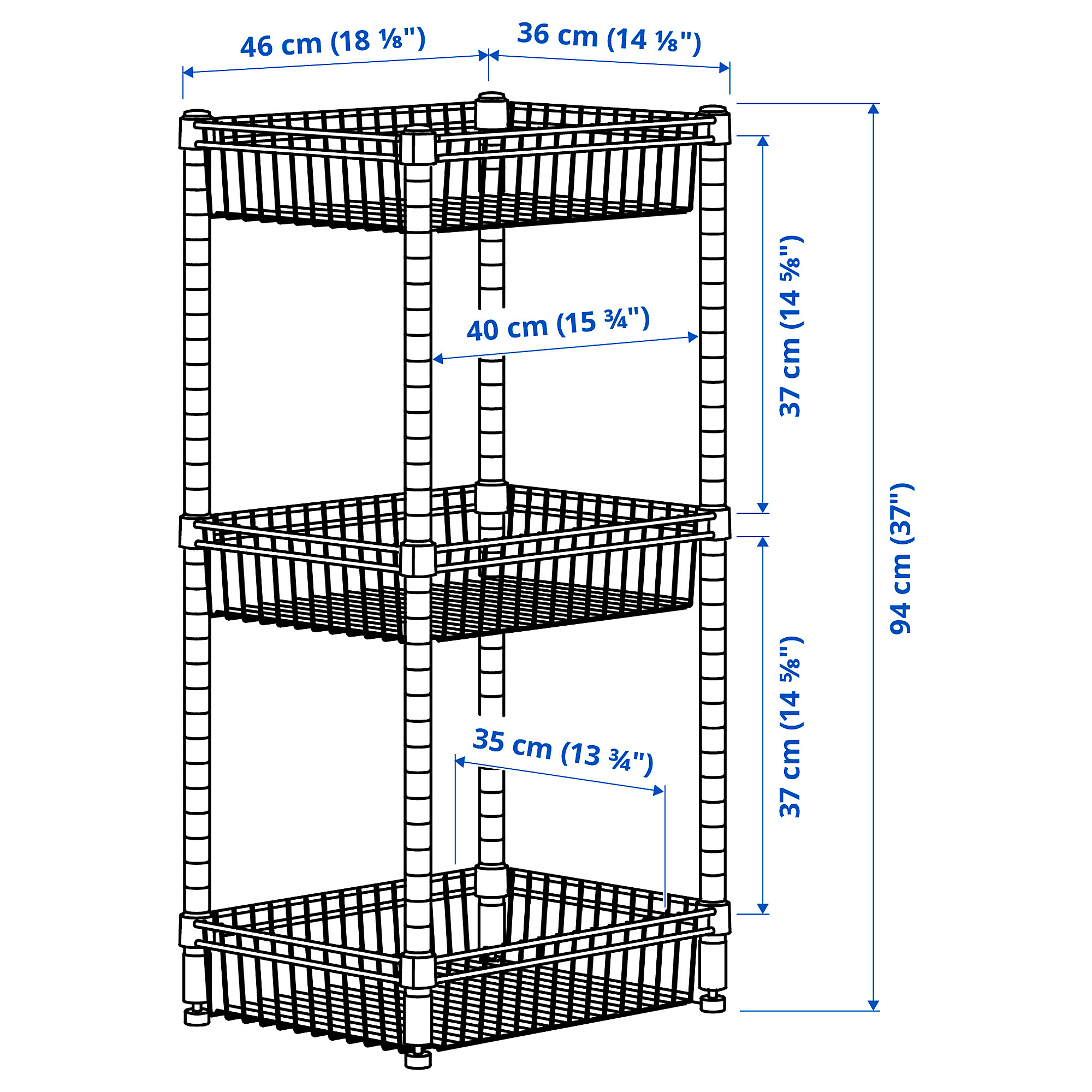 OMAR shelving unit with 3 baskets