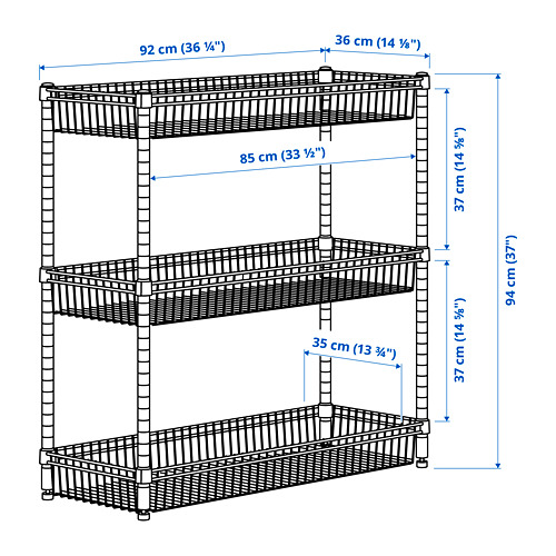 OMAR shelving unit with 3 baskets