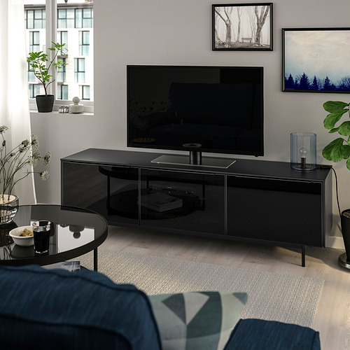 RANNÄS - 電視櫃附門板, 黑色/黑色 玻璃 | IKEA 線上購物 - PE842205_S4