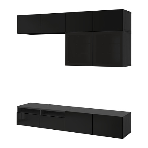 BESTÅ - TV storage combination/glass doors, black-brown/Selsviken high-gloss/black smoked glass | IKEA Taiwan Online - PE703057_S4