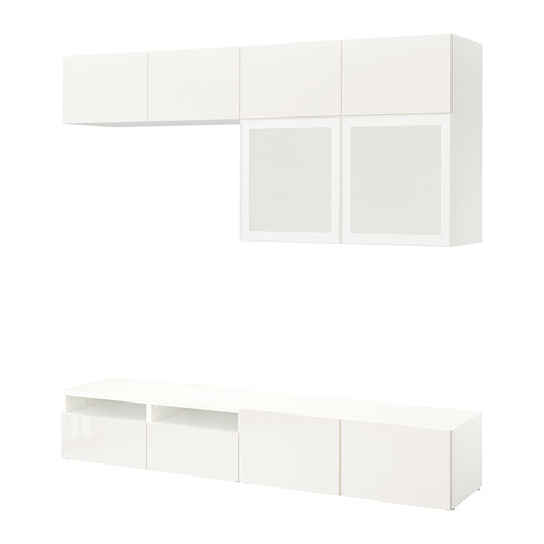 BESTÅ - TV storage combination/glass doors, white/Selsviken high-gloss/white frosted glass | IKEA Taiwan Online - PE703073_S4