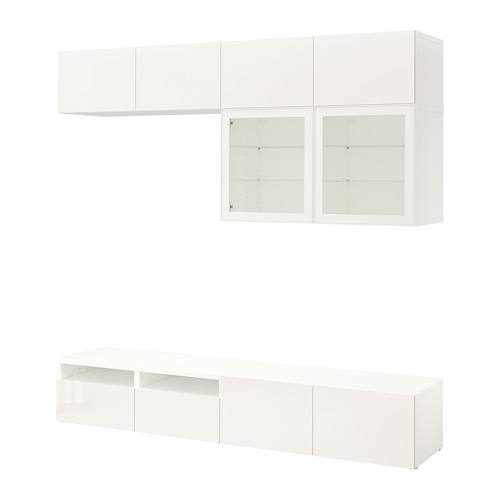 BESTÅ - TV storage combination/glass doors, white/Selsviken high-gloss/white clear glass | IKEA Taiwan Online - PE703084_S4