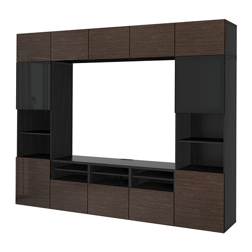 BESTÅ - TV storage combination/glass doors, black-brown/Selsviken high-gloss/brown smoked glass | IKEA Taiwan Online - PE703189_S4