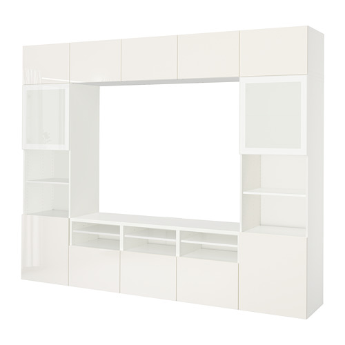 BESTÅ - TV storage combination/glass doors, white/Selsviken high-gloss/white frosted glass | IKEA Taiwan Online - PE703205_S4