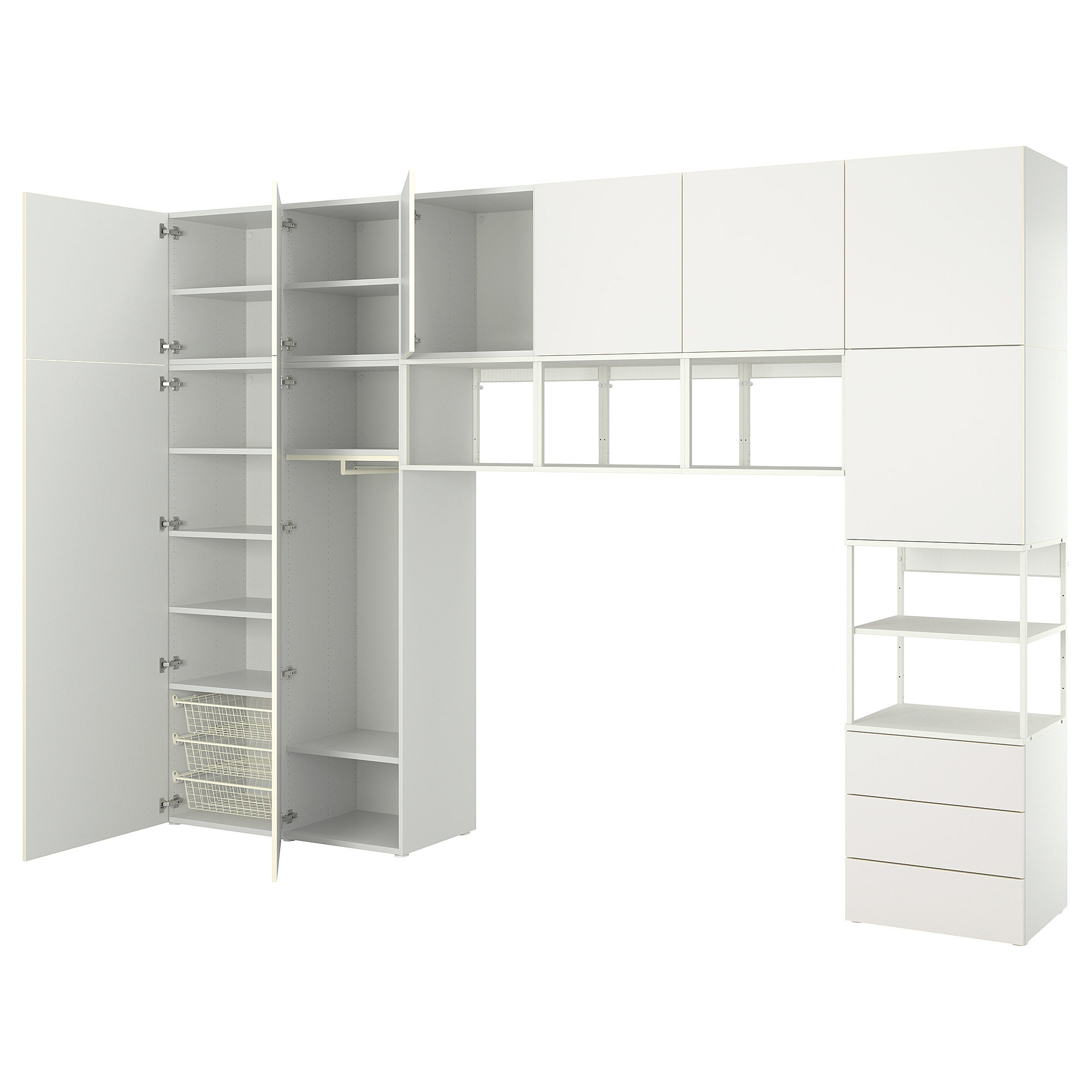 PLATSA wardrobe with 9 doors+3 drawers