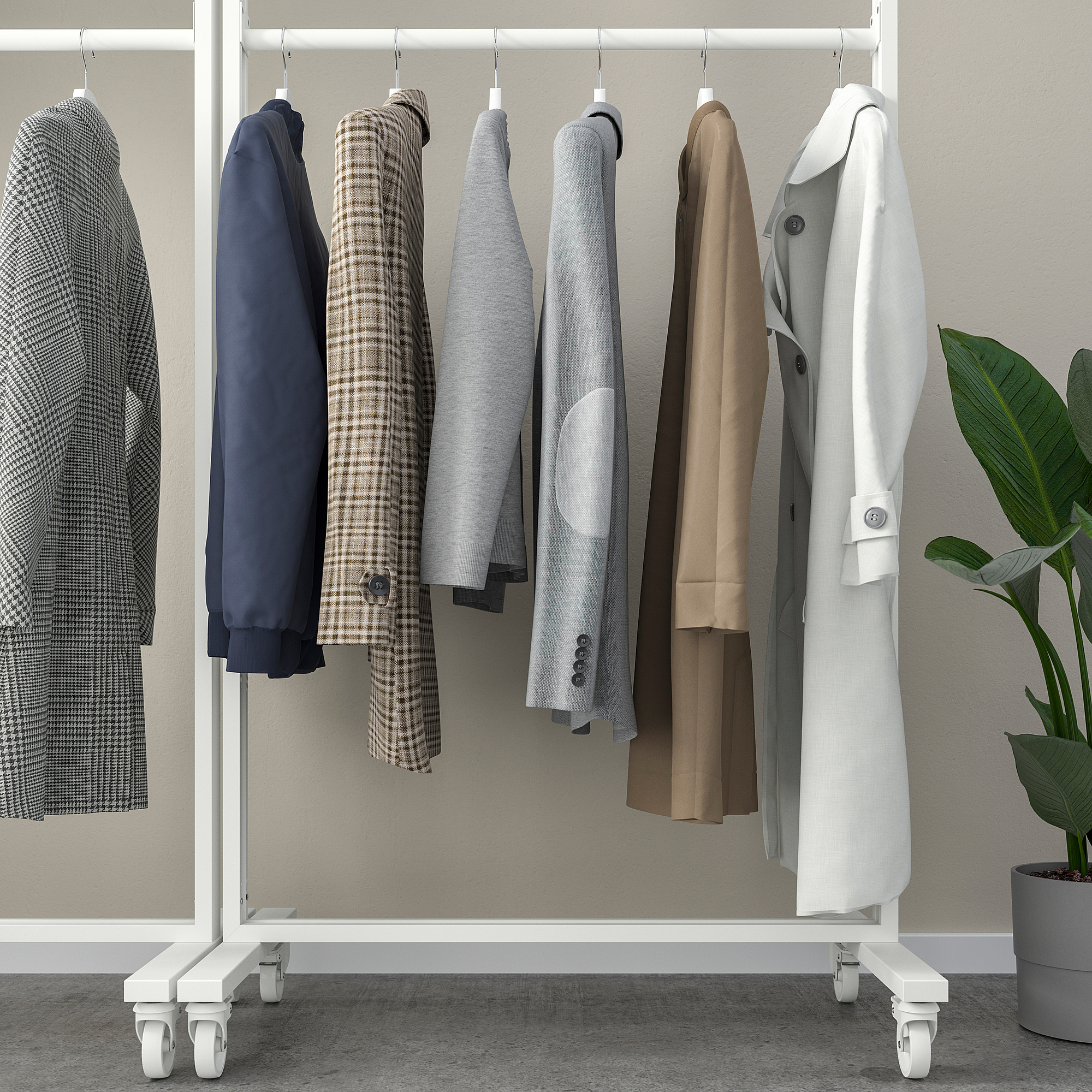 MITTZON frame w castors/coat rack/disp shlf