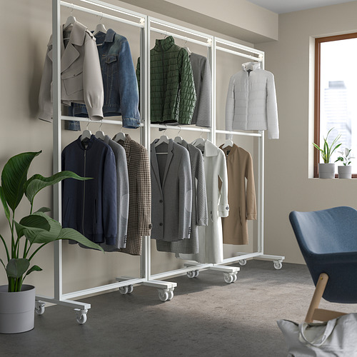 MITTZON frame w castors/coat rack/disp shlf