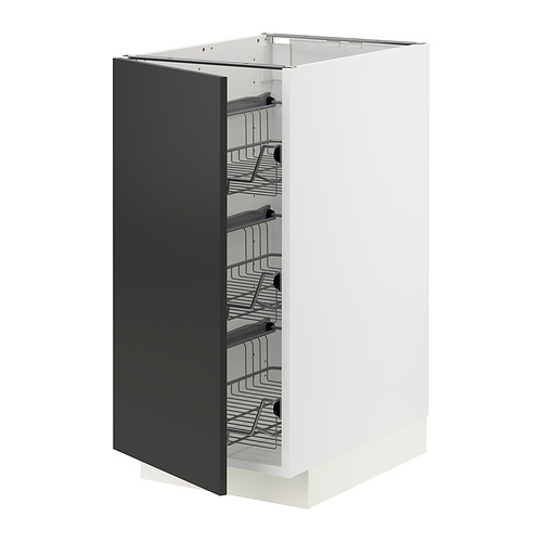 METOD base cabinet with wire baskets