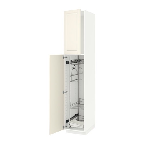 METOD - high cabinet with cleaning interior, white/Bodbyn off-white, 40x60x220 cm | IKEA Taiwan Online - PE530762_S4