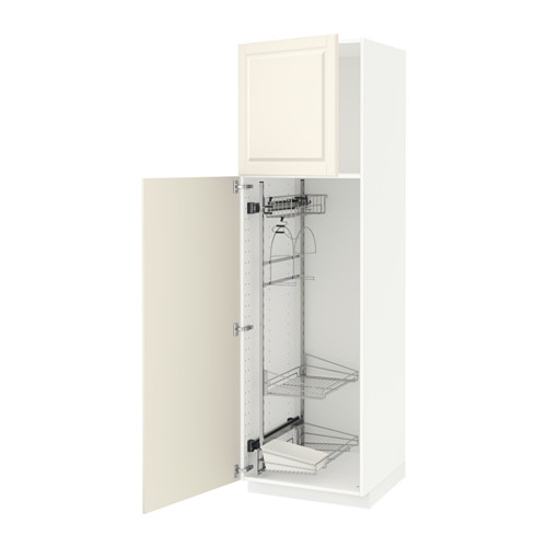 METOD - high cabinet with cleaning interior, white/Bodbyn off-white | IKEA Taiwan Online - PE530805_S4