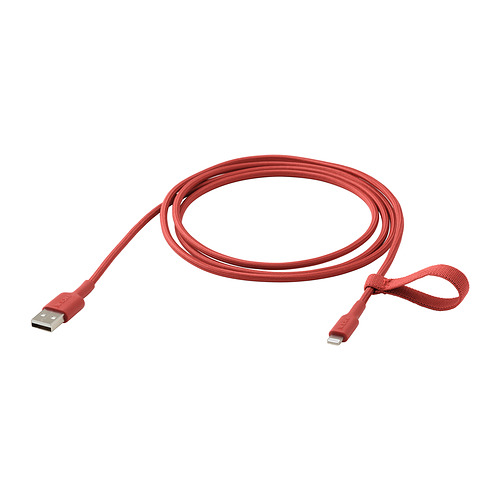 LILLHULT - USB-A轉lightning, 紅色, 1.5 公尺 | IKEA 線上購物 - PE842666_S4