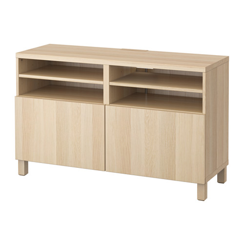 BESTÅ - TV bench with doors, white stained oak effect/Lappviken/Stubbarp white stained oak effect, 120x42x74 cm | IKEA Taiwan Online - PE536028_S4