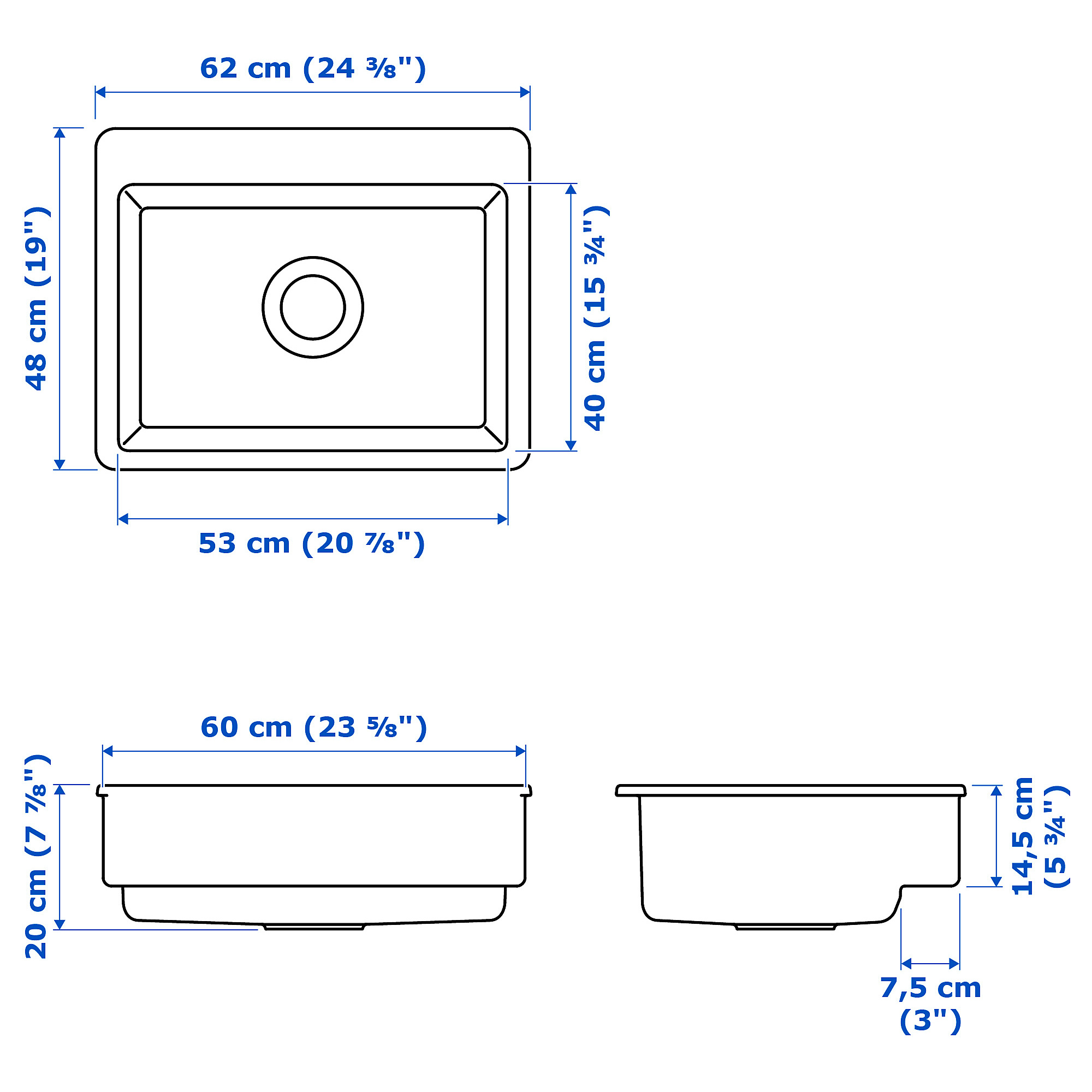 HAVSEN sink bowl w visible front