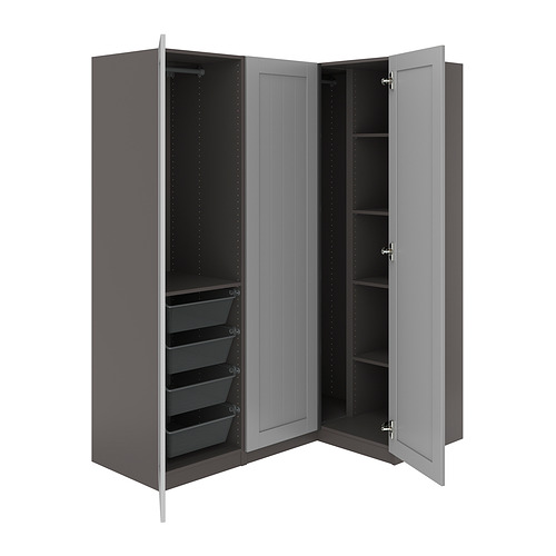 PAX/GULLABERG - corner wardrobe, dark grey/grey, 161/111x201 cm | IKEA Taiwan Online - PE988340_S4