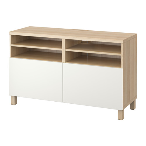 BESTÅ - TV bench with doors, white stained oak effect/Lappviken/Stubbarp white | IKEA Taiwan Online - PE536044_S4