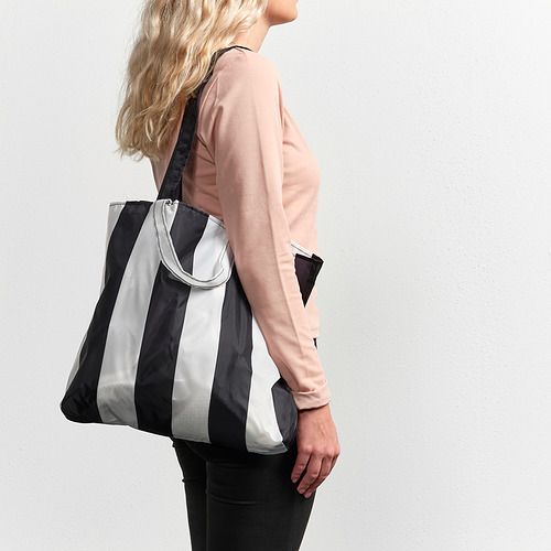 SKYNKE - 購物袋, 條紋/黑色 白色 | IKEA 線上購物 - PE842721_S4