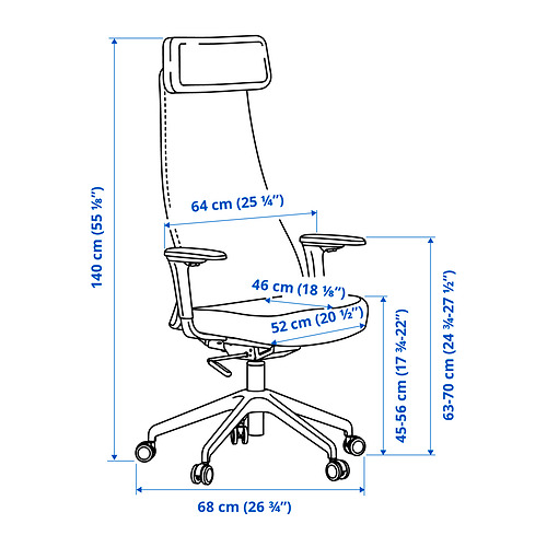 JÄRVFJÄLLET office chair with armrests