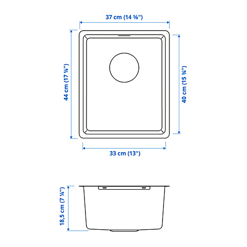 VRESJÖN inset sink, 1 bowl