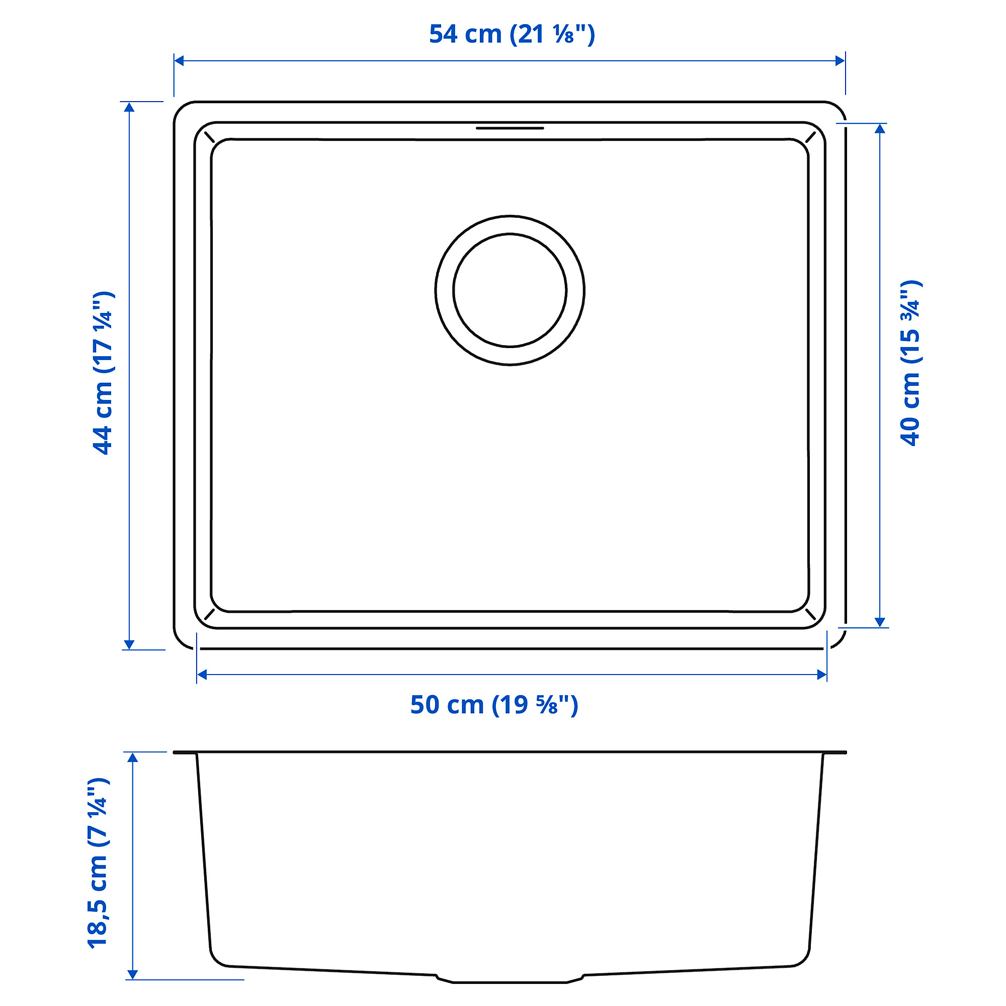 VRESJÖN inset sink, 1 bowl