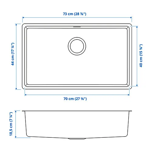 VRESJÖN inset sink, 1 bowl
