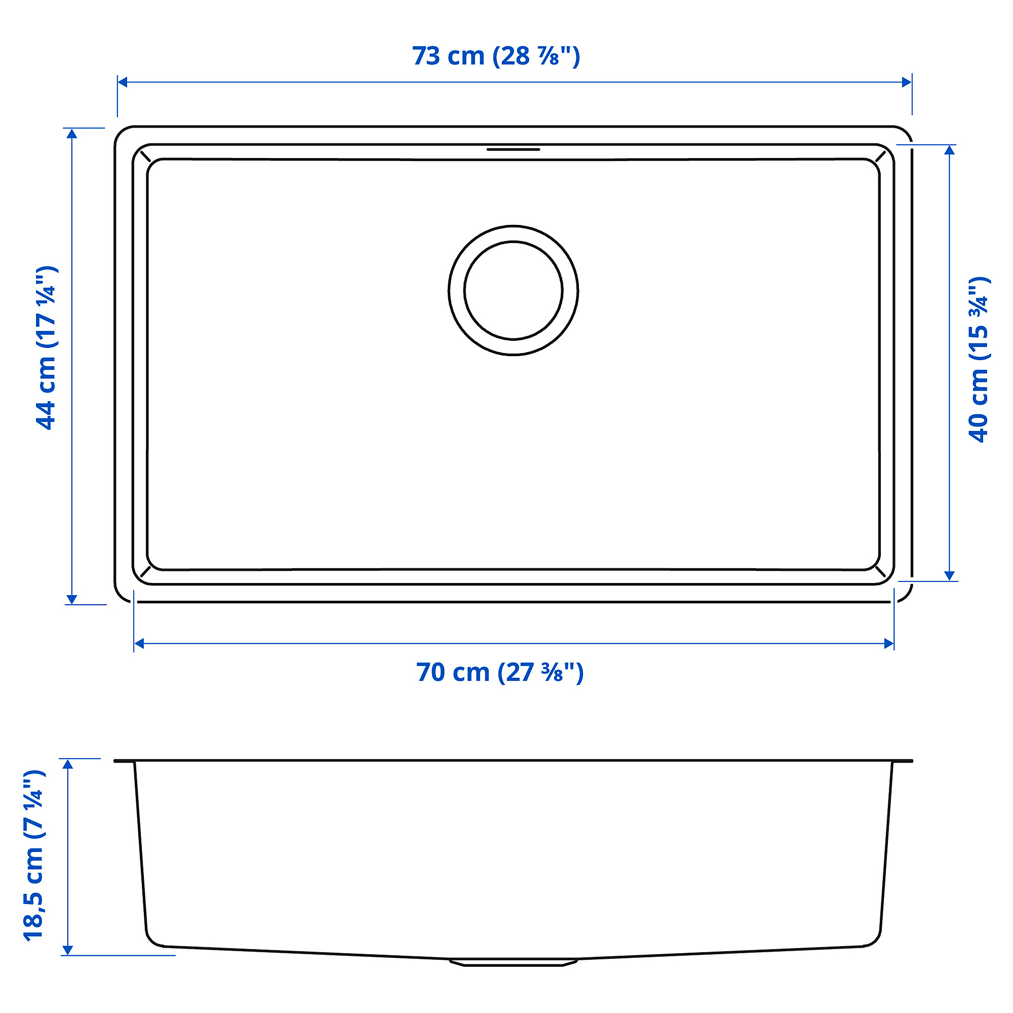 VRESJÖN inset sink, 1 bowl