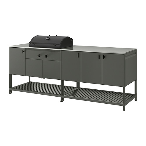BÅTSKÄR - outdoor kitchen w charcoal barbecue, dark grey, 240x60 cm | IKEA Taiwan Online - PE921797_S4