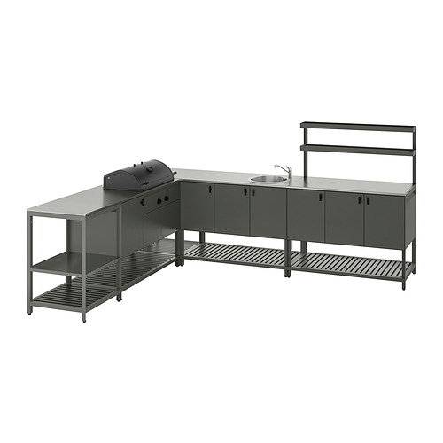 BÅTSKÄR - outdoor ktchn w chrcl bbq+sink unit, dark grey, 240x300 cm | IKEA Taiwan Online - PE921816_S4
