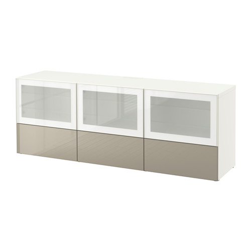 BESTÅ - 電視櫃附門板/抽屜, 白色/Selsviken 高亮面/米色霧面玻璃 | IKEA 線上購物 - PE535538_S4