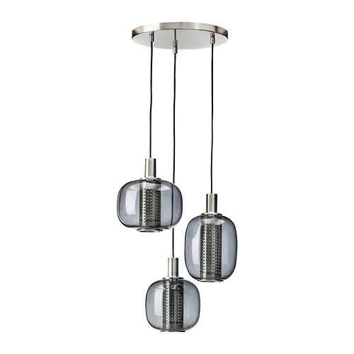 HÖGVIND - 3燈頭吊燈, 鍍鎳/灰色 玻璃, 41 公分 | IKEA 線上購物 - PE842765_S4