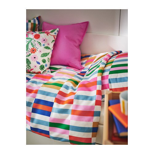 KLIBBKORSÖRT duvet cover and 2 pillowcases