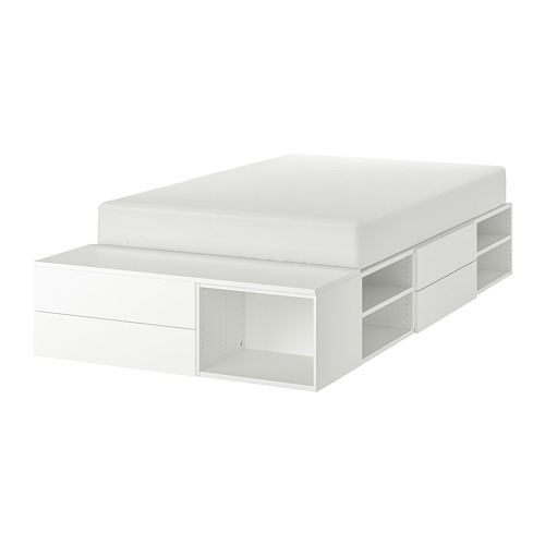 PLATSA - 小型雙人床框, 白色, 附床板條底座/4件抽屜 | IKEA 線上購物 - PE744327_S4